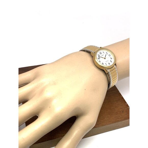 Timex Women's Watch T2H491 Indiglo Quartz Two Tone White Dial Expansion Band - Picture 4 of 14